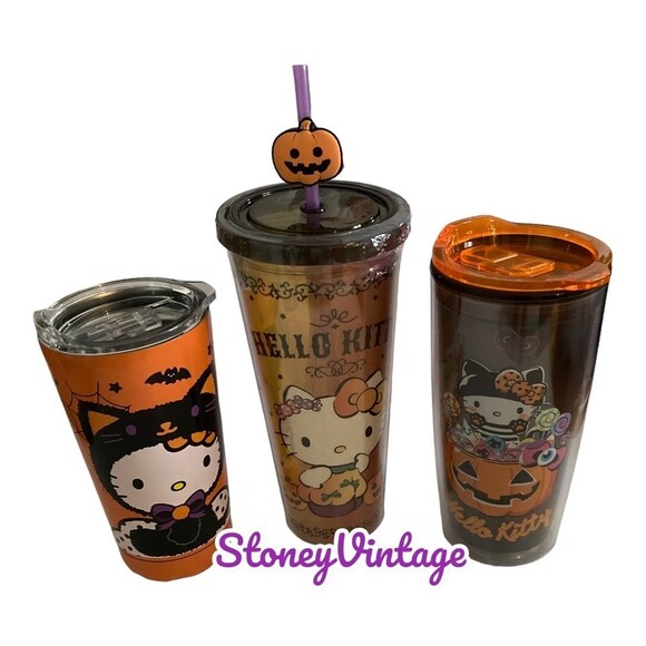 Sanrio Hello Kitty Halloween Cold cup and tumbler set of 3 Pumpkin Ghost Cat - Picture 1 of 12